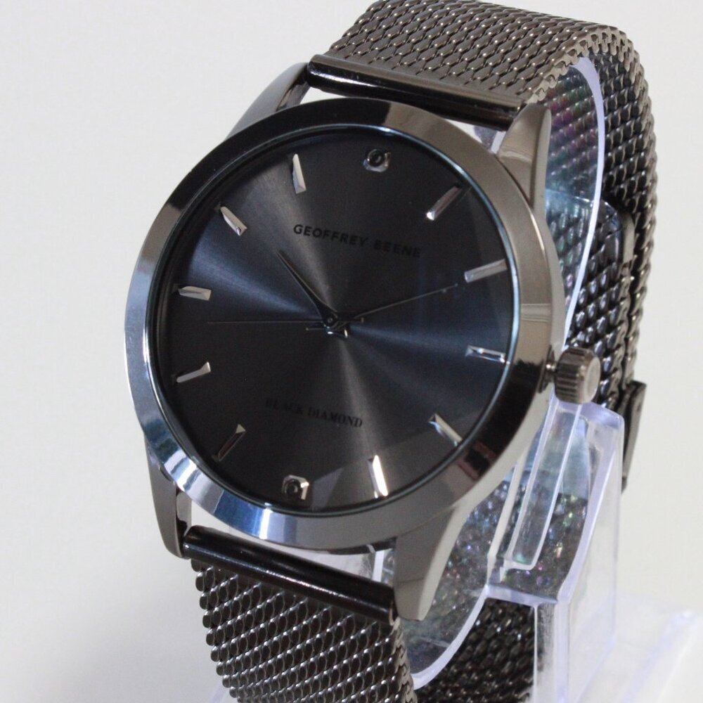Geoffery Beene Men's Quartz Dress Watch Gun Metel Grey Milanese Bracelet 42mm - Picture 7 of 13
